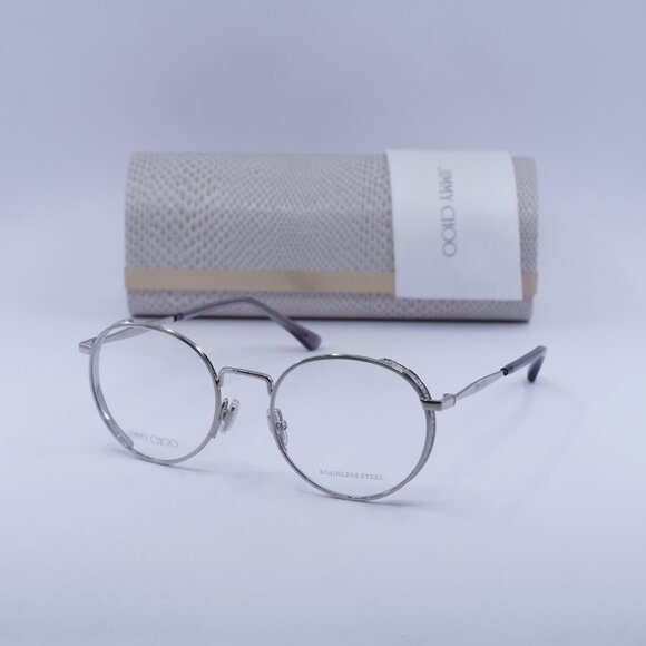 Jimmy Choo JC301 0010 00 Eyeglasses Shiny Palladium 51mm Round Frame